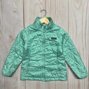 Patagonia Girls Nano Puff Primaloft Jacket Size Small 7-8 Diamond Quilted Green